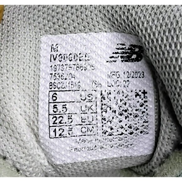 New Balance Kids 6M IV990GL Shoes Grey/Green Mesh/Suede - Picture 5 of 7